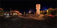 360 Grad Panorama: Turmgaststätte und Gußeiserner Turm bei Nacht (Löbauer Berg)
